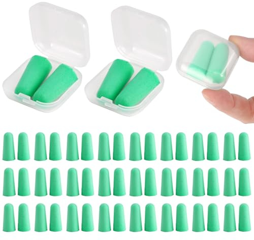 30 Paia Tappi per le Orecchie in Morbida Schiuma con Custodia Portatile,Riutilizzabili e Confortevoli Tappi Orecchie Dormire 38dB SNR Più Alto,per Dormire,Studiare,Russare,Viaggi,Dormitori Laterali