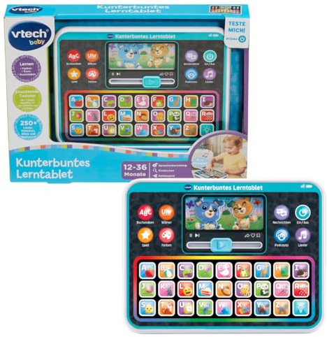 VTech Tablette d'apprentissage colorée - Tablette d'apprentissage Interactive ABC avec Clavier Arc-en-Ciel, Musique et Jeux éducatifs - Découvrir Les Lettres, Les Couleurs et Les Animaux