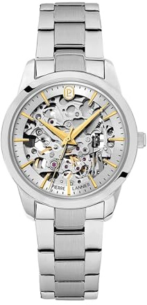 Pierre Lannier - Montre Automatique Thea - Automatic Mouvement de Montre - Epaisseur du boîtier: 10.6 mm - Largeur du boîtier: 35.5 mm - Acier Inoxydable - Argenté - 5 ATM