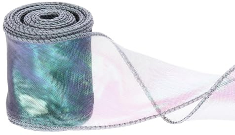 PATIKIL 60mm Wide Wired Chiffon Ribbon, 9.1m Sheer Wired Organza Ribbon Fishtail Yarn Gift Ribbons for Crafts Gift Wrapping Floral Bouquet,Pearl White