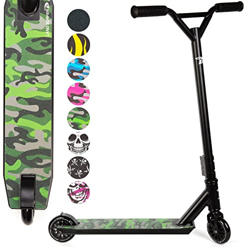 Stunt Scooters - Pro Scooter for Tricks and Stunts by Land Surfer - Land Surfer Stunt Scooter Green Camo - Scooter for Kids Ages 8-12 Teens Boys and Girls