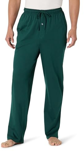 Amazon Essentials Pantaloni del Pigiama in Maglia di Cotone Uomo, Verde Scuro, L