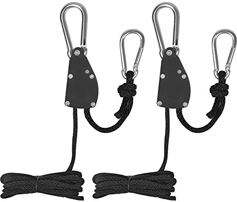 2 STK 1/4 Seil Ratsche mit Haken, Seil Ratsche Kleiderbügel Aufhänger Einstellbare Wachsen Licht Ratchet Seil Umlenkrolle Aufhänger Rope für Pflanzenlampe Zimmerpflanzen Wachsen Licht-Raumausrüstung