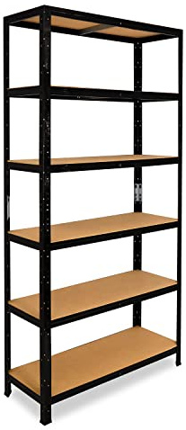 shelfplaza Black 200x80x50 cm Schwerlastregal in schwarz mit 6 Böden und 145 kg Traglast pro Boden