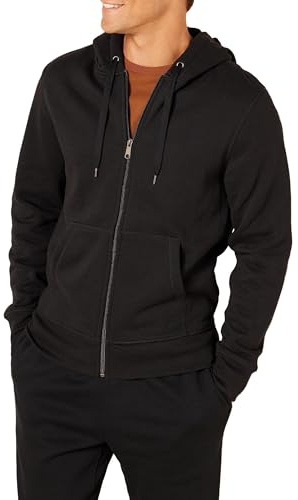 Amazon Essentials Chaqueta de Felpa con Cremallera Completa (Disponible en Tallas Grandes y Largos Especiales) Hombre, Negro, 3XL Alto