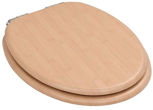 Toilettensitze 2 Stk. mit Soft-Close-Deckel MDF Bambus-Design, Chusui Klodeckel, Toilettendeckel, Wc Sitz, Klobrille, Wc Deckel, Toilettenbrille,