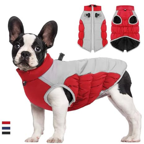 Yoolhamy Hundewintermantel wasserdichte warme Hundejacken mit Geschirr Loch und reflektierende Haustier Mäntel Outdoor-Sport-Kleidung gemütliche Fleece gefüttert mittlere große Hunde (Rot, 3XL)