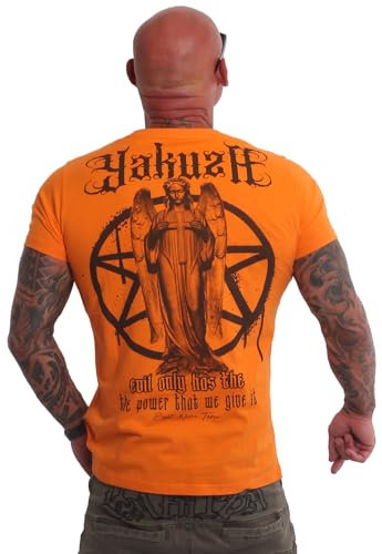 Yakuza Herren Evil Only T-Shirt, Orange Popsicle, 4XL