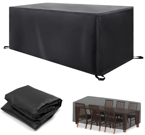HYFBH Schutzhülle Gartenmöbel Winterfest, 250x80x70cm/LxBxH 420D Oxford Gewebe Abdeckung für Gartenmöbel, Wasserdicht Anti-UV Abdeckplane Gartenmöbel für Gartentische Terrassenmöbel Rechteckig