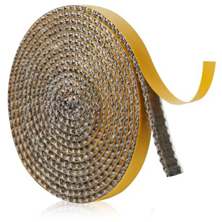 Joint d'Étanchéité en Fibre de Verre, 10mm x 2m x 2mm Autocollant Ruban d'Étanchéité pour Cheminée Joint Tressé pour Insert et Poêle pour Cheminées Porte de Poêle à Bois (Gris)