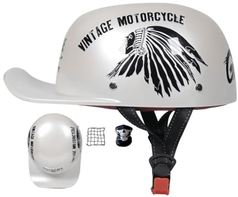 Smilfree Halbschalenhelm Mit ECE-Zulassung Baseball Cap Vintage Motorradhelm Cruiser Chopper Scooter Helm Herren Retro Motorrad Halbhelm Damen Mofa Helm