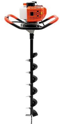 FUNYSF Tarière à essence 2,3 CV 52 cc - Tarière de clôture - Kit de tarière + 1 rallonge avec 3 embouts - Convient pour poteaux de clôture, poteaux électriques, arbres et arbustes