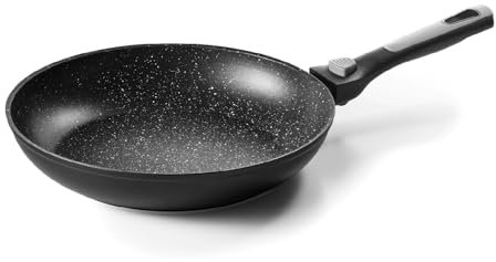 Pradel Excellence - PCUI002003 - Padella Pierra in alluminio forgiato Ø 28 cm - Rivestimento antiaderente effetto pietra - Manico rimovibile - Tutti i piani cottura, induzione e forno