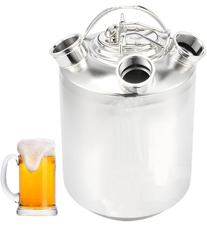 Kensbro Contenitore per la Pulizia della Birra in Acciaio Inox 10L, Contenitore per la Pulizia dell'impianto di Spillatura della Birra con 3 Teste, Adatto per Lance di Tipo A e S, Argento, 304