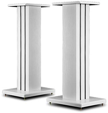 Soporte de altavoz de madera para sistema de sonido envolvente del hogar, pedestales estables y profesionales, color blanco (90 cm)