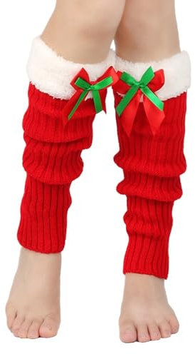 TianWlio Weihnachten Warme Stulpen Damen mit Wolle Weich Flexibel Lang Beinstulpen Damen für Winter Warm und Bequem Beinwärmer Weich Stulpen Beinlinge Kniestrümpfe Overknee Winter Strick Strümpfe