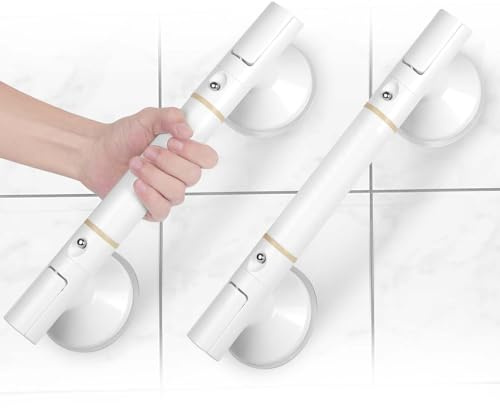 HOTUT Handtag för seniorer, 2 stycken duschhandtag med sugkopp, sugkoppsfäste, badrumsfäste, sughandtag utan borrning, väggfäste, för badrum, barn, äldre, funktionshindrade
