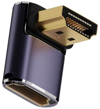 HUHANGGod HDMI 2.1 8K-adapter, HDMI-förlängning hane till hona 90 grader, HDMI-kopplingskontakt kompatibel 8K @ 60 Hz, 4K @ 120 Hz HDR, Dolby, eARC, HDCP2.3 för bärbar dator, PC,