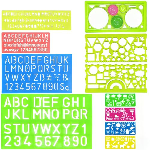 11 Pcs Stencils Letters, Letter Stencil, Stencils for Painting,Alphabet Stencil Letters Stencills,Plastic Number Stenci,Reusable Letter Guides for Painting, Number Lettering Stencil