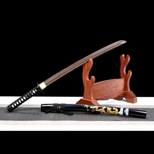 HJHUUA Bokken Fait Main de 78 cm,Katana wakizashi Japonais en Bois,épées de samouraï Courtes en Bois avec Fourreau
