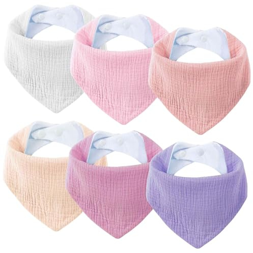 SLOSH Bavaglino Neonato Bavaglini Pappa Cotone Bandana Baby Assorbenti Morbidi Panno Drool per Burp Neonati Neonata Lavabile (6, Rosa)