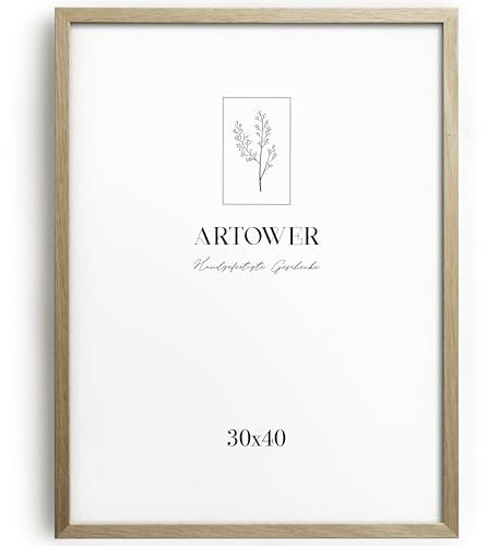 Artower Bilderrahmen für 30x40 cm | Natur Holz Eiche | Mit bruchsicherem Acrylglas | Fotorahmen Groß | Oak Wood Picture Frame | Bilderrahmen-Set