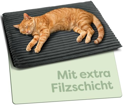 Knupis Manta Autocalefactora Gatos 60x45cm – Suave y Amortiguador de Sonido – Funda Lavable – con Base Antideslizante – Gris