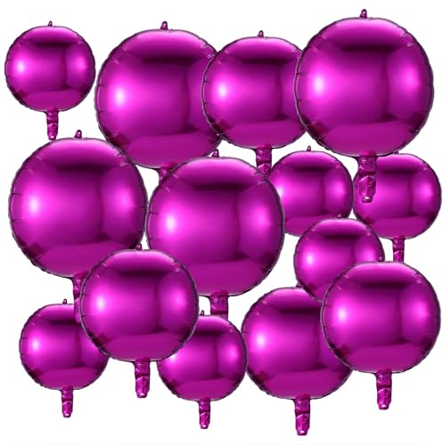 Set di 14 palloncini in Mylar da 55,9 cm, 38,1 cm, 25,4 cm, grandi palloncini metallizzati, palline a specchio gonfiabili 4D per Natale, compleanno, matrimoni, feste, baby shower, decorazioni (rosso