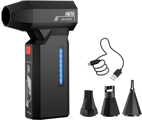 Compressed Air Duster, 130000RPM Super Power Electric Air Dusters with AI Indicator, 5 Gear Brushless Motor, Rechargeable Mini Dust Blower for Computer, Keyboard, House, Outdoor and Car