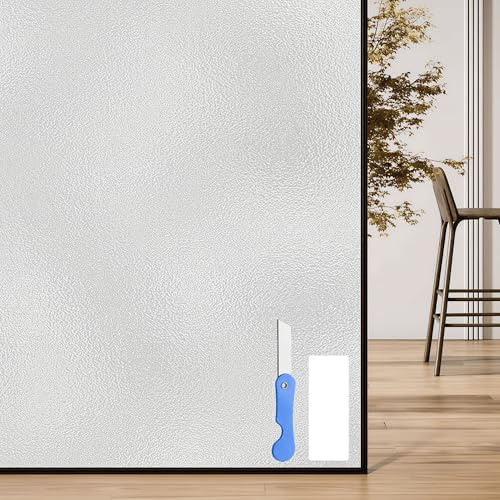 Vinilo Adhesivo Cristal 150 x 300 cm Efecto Esmerilado Vinilo de Ventana Esmerilada Fácil de Cortar para Puertas Cristal Cocina Oficina, Blanco