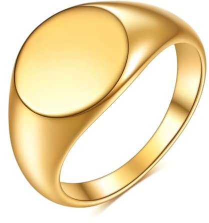 Cadoline Anillo redondo de acero inoxidable para hombre, 12 mm, parte superior plana, clásico anillo de moda para hombre