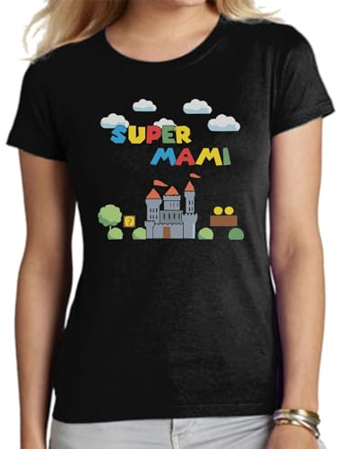 the Fan Tee Camiseta de Adulto de Mujer Fechas Especiales Dia de la Madre Feliz Día Persona Especial Super mamá, 135 XS