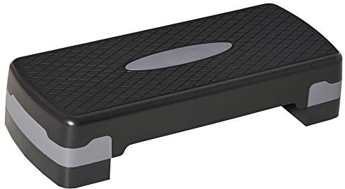 HOMCOM Steppbrett Aerobic Stepper 2-Stufig Höhenverstellbar 10-15cm, Rutschfest Fitness Stepper, Mini Steppbrett für Zuhause Heim Büro, Schwarz+Grau