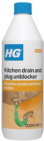 HG Kitchen Drain & Plug Unblocker, Natural, Heavy Duty, Kitchen Sink Unblocker & Cleaner for Pipes, Septic Tank Safe - 1 Litre