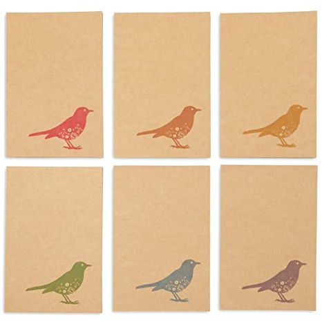 Best Paper Greetings Blank Note Cards with Bird Design - 4 x 6 In, Brown, 36-Pack, Rustic - Kraft Paper Notecards & Envelopes