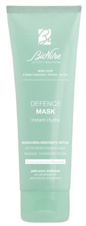 BioNike Defence - Mask Instant Hydra, Maschera Idratante Detox per Pelli Secche, con Acido Ialuronico e Malachite, Azione Giorno e Notte, Dona una Pelle Morbida e Rimpolpata, 75 ml