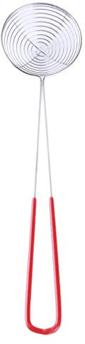 PULABO Écumoire passoire Spider, cuillère écumoire en fil d'acier inoxydable avec poignée pour la cuisine de friture Cuisine, pâtes, spaghettis, nouilles, très pratique et populaire avantage