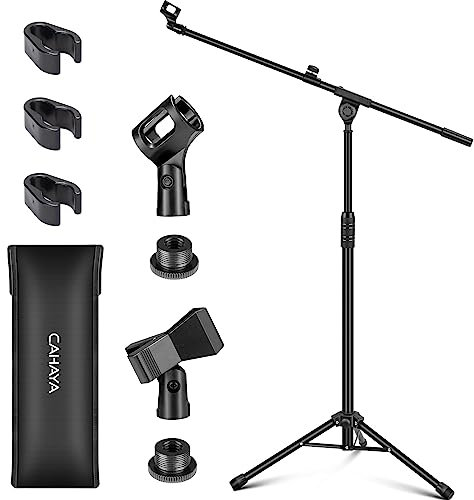 CAHAYA Upgraded Tripod Boom Sheet Microphone Stand Universal Metal Mic Stand with Carrying Bag, for Performance Singing Speech Wedding Stage and Outdoor CY0311