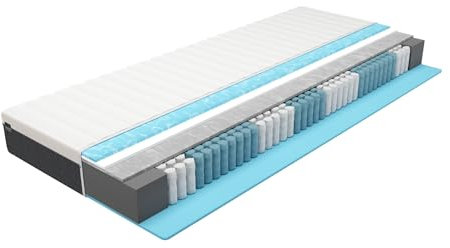 BMM Matratze 100x200 cm easyone H3 mittelfest/Boxspring Boxspring 5-Schicht-Hybrid-System/Taschenfederkern trifft Schaumstoff/ergonomische 7 Zonen Matratze Höhe 22 cm/Matratzen Made in Germany