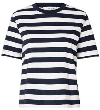 SELECTED FEMME Women's Striped T-Shirt, Dark Sapphire, S