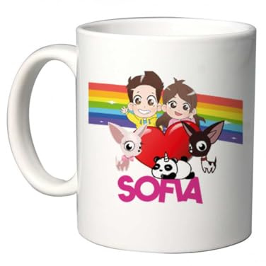 irpot Tazza colazione bianca in ceramica con stampa personaggio a scelta possibilità di personalizzazione (Me contro Te Lui e Sofi)