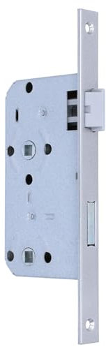 MS Beschläge Einstemmschloss eckiger kantiger Stulp 235mm x 20mm Einsteckschloss Dornmaß 55mm Metallschloss Türschloss Innentürschloss (WC-Bad, DIN rechts)