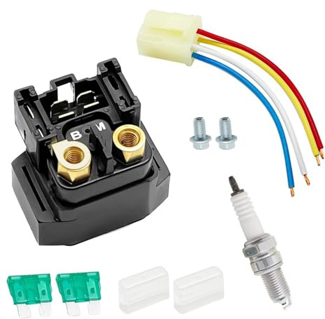 Relé de arranque & bujía & conector compatible con Yama-ha Raptor 350 660 Grizzly 350 400 450 660 Kodiak 400 450 Big Bear 250 400 Wolverine 350 400 Bruin 250 350 Bear Tracker 250