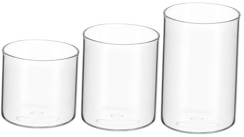 CONGARTENO 3pezzi Bicchieri Per Candele in Vetro Trasparente Contenitori Decorativi Per Tealight Fai Da Te Porta Candela Da Tavolo Per Casa Matrimoni e Cena Candela