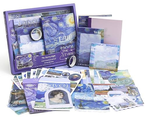 Bullet Journal-set – 155 stycken – kreativ anteckningsbok med tillbehör, komplett brevpapper, perfekt för scrapbooking, skrivande och ritning (stjärnnatt)