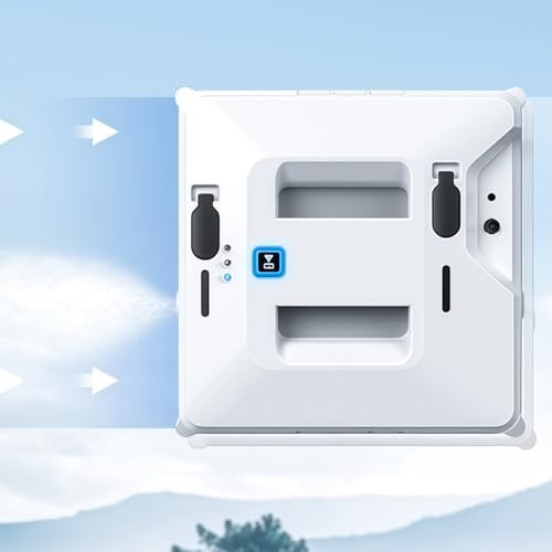 PRMTYUP Electric Window Cleaning Robot, Cordless Window Vacuum Cleaner, with Power Failure Protection and Safety Rope, 3000Pa Suction, Automatic Water Spray,White