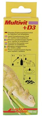 Lucky Reptile Multivit+ D3 100 ml, flytande tilläggsfoder för reptiler och amfibier