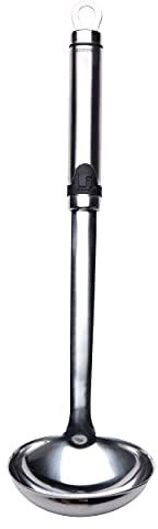 BERGNER Gizmo - Cucharón de Sopa de 33cm - Fabricado en Acero Inoxidable - Capacidad de 75ml - Apto para Lavavajillas - Resistente a Golpes - Color Croma