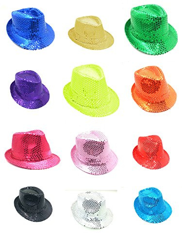 Party Factory Chapeau à Paillettes Argenté pour Homme et Femme Accessoire Glamour Coiffe pour Carnaval, argenté, taille unique