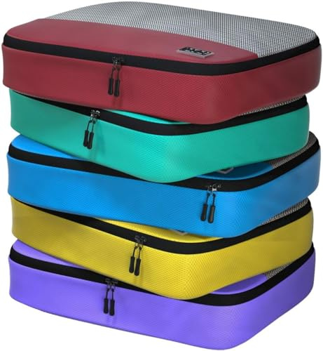 Large Packing Cubes for Travel - 5pc Packing Cubes for Suitcases - Lightweight Luggage Organizer Bags (Non-Compression)